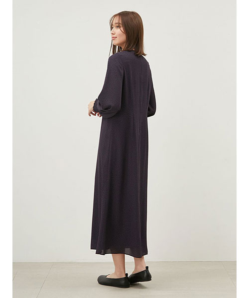 日本未入荷 YSO★パフスリーブシェルモチーフナイトワンピース パフスリーブジョーゼットドットナローワンピース|Mila Owen
