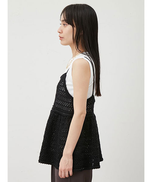 【ウォッシャブル】クロシェニットキャミ×ノースリトップス ウォッシャブル】クロシェニットキャミ×ノースリトップス