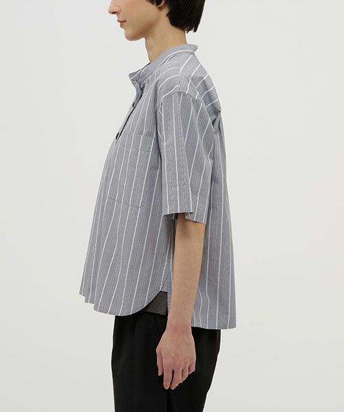 極美品 MHL. エムエイチエル ストライプシャツ Ⅱ END ON END STRIPE COTTON SHIRT｜MHL. エムエイチエル