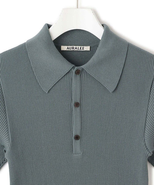 AURALEE(オーラリー)】COTTON HIGH GAUGE RIB KNIT POLO｜ADAM ET ROPE