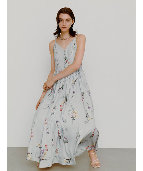 リナックス❣️ ボタニカルプリントキャミソールワンピース　ホワイト１ フレイ アイディー FRAY I.D ボタニカルプリントキャミソール