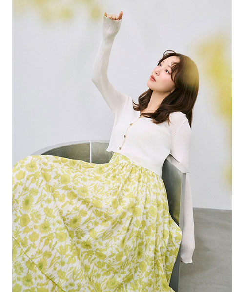 新品 Drawer イエローモヘアフレアスカート 36 クミキョク 組曲