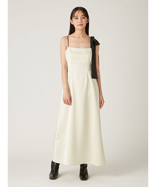 new year special カーデセットリボンショルダーワンピース GRY New Year Special Item】カーデセットリボンショルダー