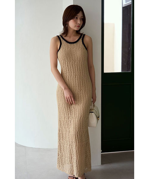 新品【FRAY I.D】メッシュレースアメスリニットワンピース FRAY I.D ワンピース メッシュレースアメスリニットワンピース