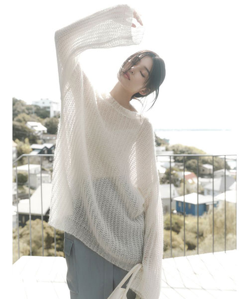 Off-White タイダイ モヘヤ混 ニット プルオーバー A part by（アパートバイ）の「モヘヤニットプルオーバー