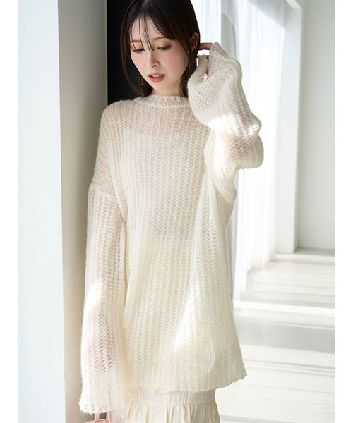 DimMoire ニット×シアーレッグウォーマーWhite DimMoire ニット×シアーレッグウォーマーWhite DimMoire ニット