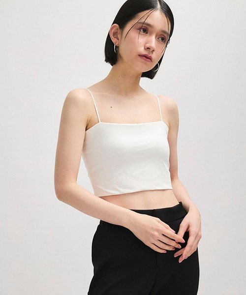 WEB限定】デニム/シンセティックレザー ペプラムキャミソール