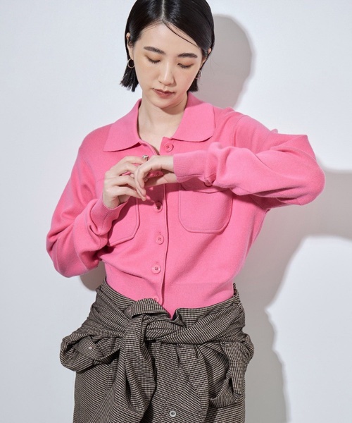 定番】コットンカシミヤポケットカーディガン｜ADAM ET ROPE' FEMME