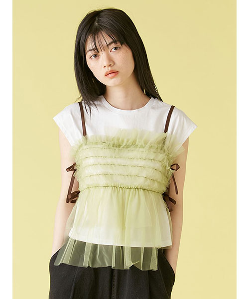 Lily Brown - ビスチェ付きシャツ　ミックス LILY BROWN（リリーブラウン）の「ビスチェクロップシャツ（T