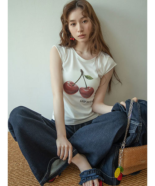 L.B CANDY STOCK]フルーツビジューTシャツ｜LILY BROWN リリーブラウン