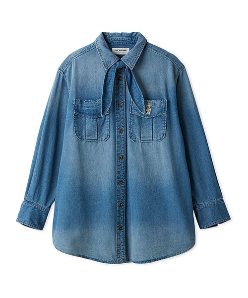 LILY BROWN Lily Bearスカーフ付きオーバーシャツ デニム Lily Bearスカーフ付きオーバーシャツ(Tシャツ・シャツ