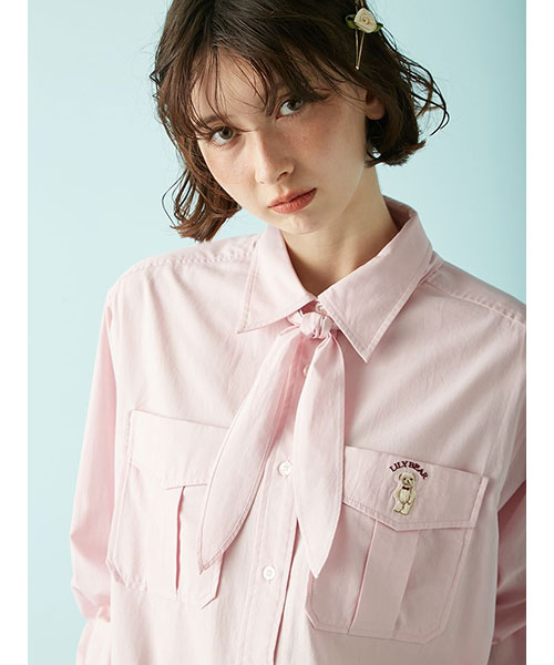 Lily Bearスカーフ付きオーバーシャツ｜LILY BROWN リリー ブラウン