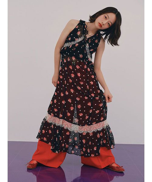 LILY BROWN ANNA SUI コラボ　ワンピース　デニム LILY BROWN × ANNA SUI】フレアミニワンピース(ミニワンピース