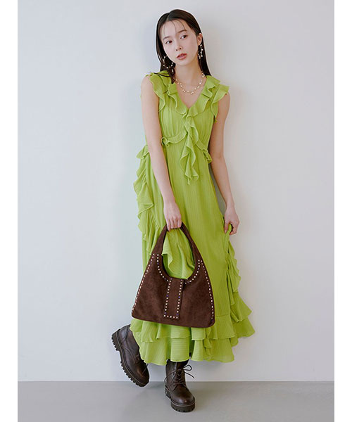 【16日まで出品】LILYBROWN ラッフルフリルフレアワンピース　DOT ラッフルフリルフレアワンピース｜LILY BROWN リリーブラウン