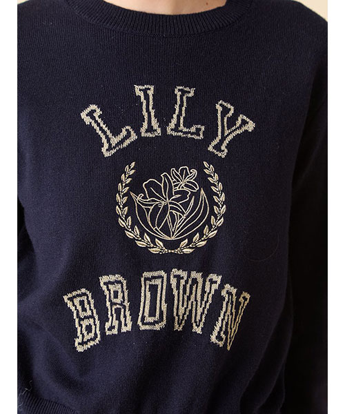 ラメジャガードロゴニットトップス｜LILY BROWN リリー ブラウン