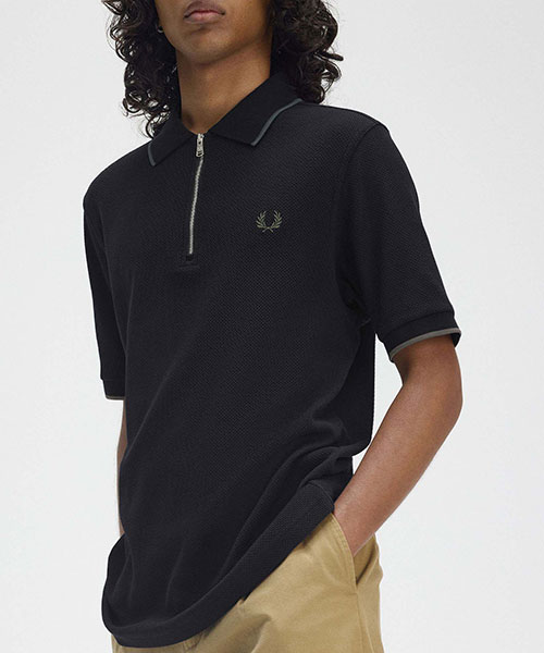 Textured Zip Neck Polo Shirt｜FRED PERRY フレッドペリー