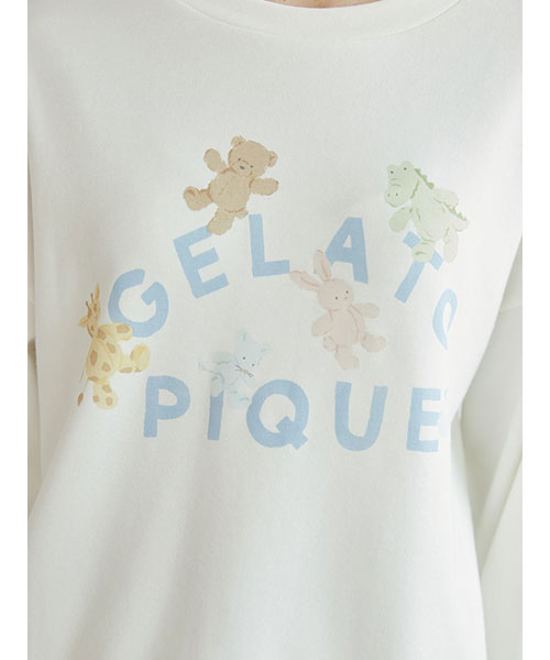 ぬいぐるみ柄ワンポイントロンT｜gelato pique ジェラート ピケ