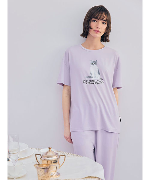 JOEL ROBUCHON】【持続冷感】CATプリントTシャツ｜gelato pique