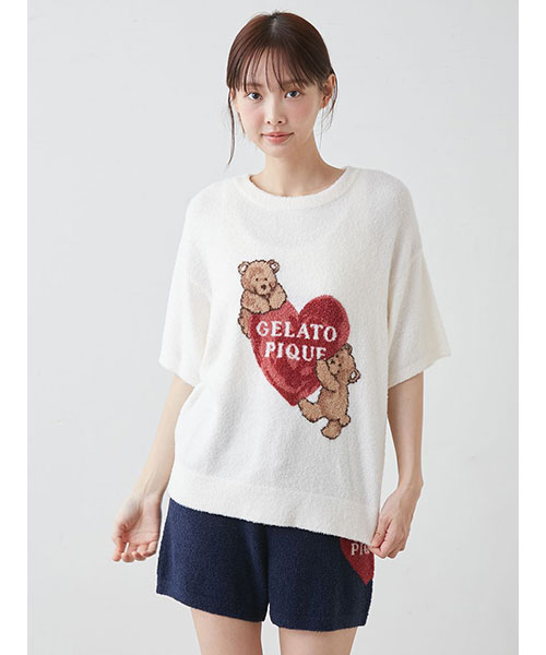 接触冷感】スムーズィーBEAR HEART ジャガードプルオーバー｜gelato