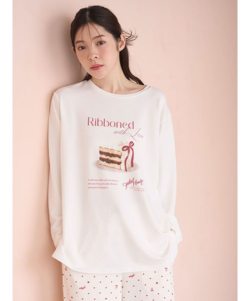 SNIDEL - 【SNIDEL 】スナイデル Tシャツ 長袖Tシャツ 長袖 F ベージュ系 ケーキモチーフロングTシャツ｜SNIDEL HOME スナイデルホーム