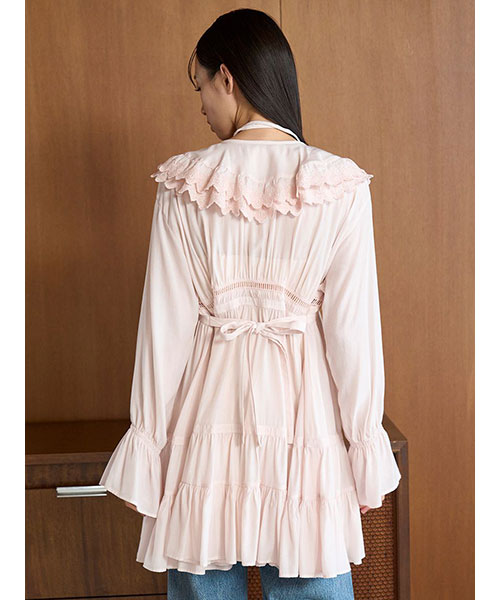 snidel コットンライクラッフルカラーチュニックSWFB251065 コットンライクラッフルカラーチュニック(シャツ・ブラウス
