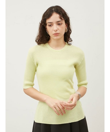 美品【LEONARD】イエロー パンツ L パステルカラー ストレート シンプル ストレッチリネンライク美脚テーパードパンツ【洗濯機洗い可