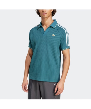 adidas アディダスオリジナルス ワッフル サーマル スリーライン アディダス オリジナルス ワッフル ニット ポロシャツ|adidas