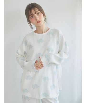 新品タグ付 ジェラートピケ ダイナソー レディース フリーサイズONLINE限定 ダイナソー柄ロンT｜gelato pique ジェラート ピケ