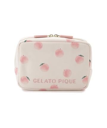 ジェラピケ★【gelato pique】桃柄 スクエア型マルチポーチ パターンマルチポーチ（ポーチ）｜gelato pique（ジェラート