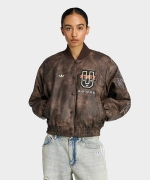 adidas ブラックジャケット 合成皮革 レディース Adilenium オーバーサイズ フェイクレザージャケット