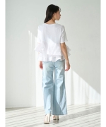 SNIDEL異素材ペプラムTシャツ　白 スナイデル SNIDEL 異素材ペプラムTシャツ （WHT） -靴