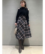 アルレsnidel ロービングチェックロングスカート ブラック タグ付き SNIDEL スカート 「WEB限定カラーあり」ロービングチェック